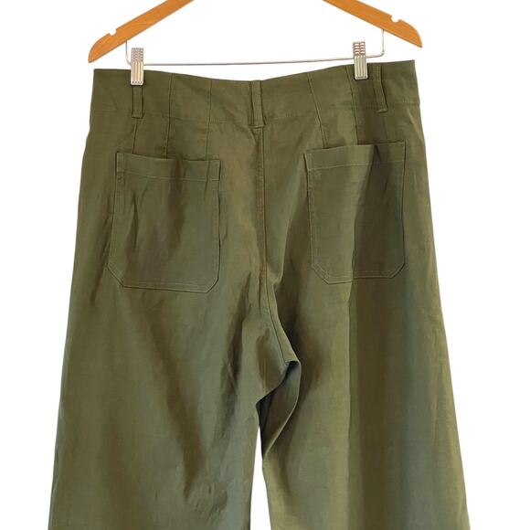 Anthropologie Maeve The Colette Magic Fabric Crop Wide-Leg Pants Green Sz 33 NEW - Picture 6 of 10